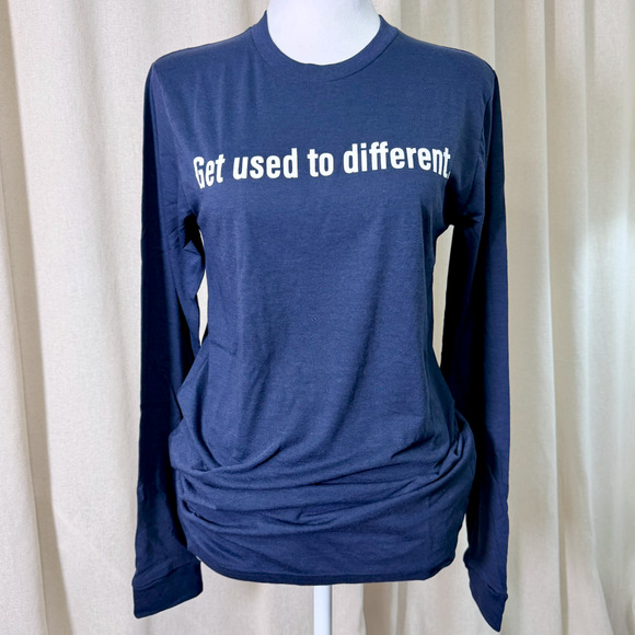 The CHOSEN NWT NAVY Unisex L/S XL Graphic T-Shirt Get Used to Different Faith - Picture 3 of 6